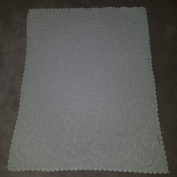 Mon Lapin Pink Hearts Fleece Baby Blanket Lovey White Sherpa Scalloped Edges - Picture 7 of 8